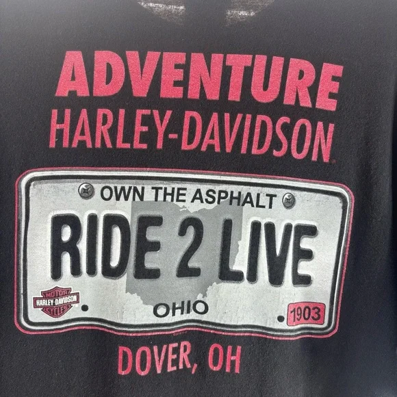 Harley Davidson Shirt Mens Extra Large Eagle Ride 2 Live License Plate Moto Gift - Picture 5 of 6